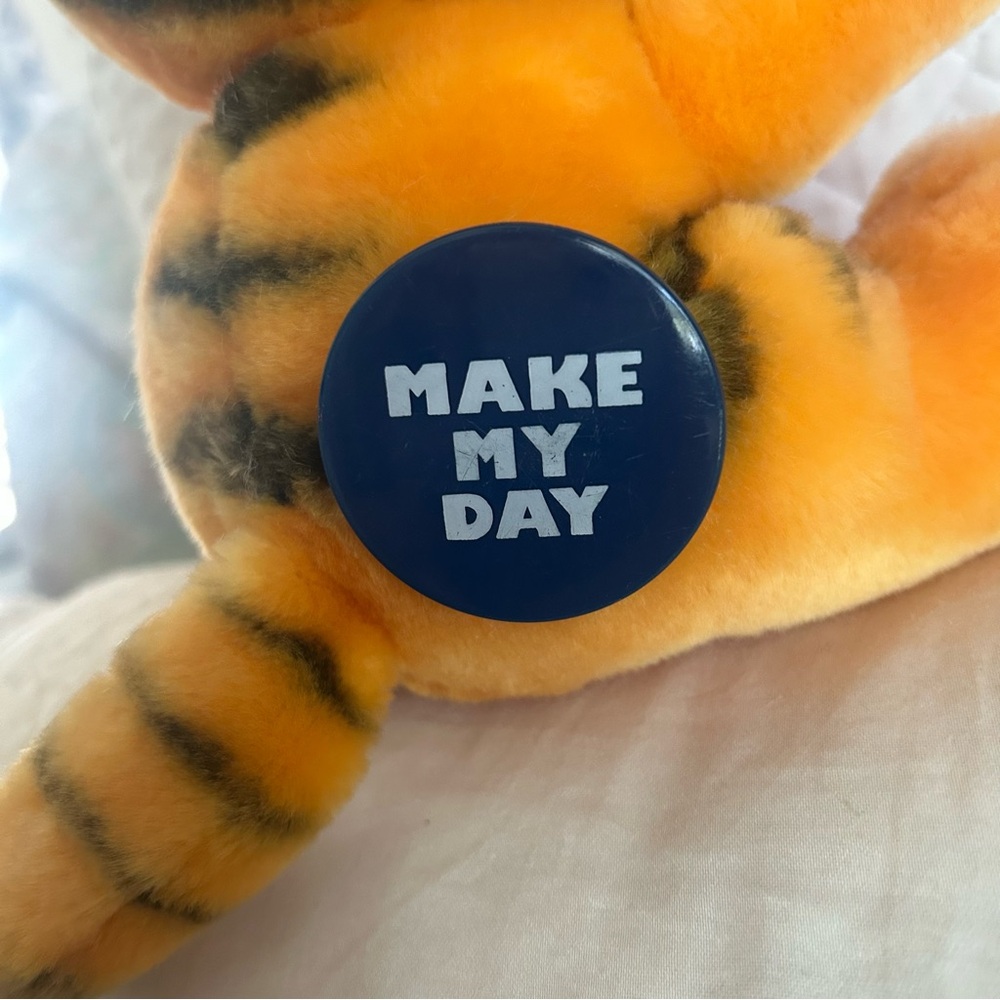 Vintage 80s Garfield Window Cling Make My Day Plush Suction Cup Car Display RARE - Picture 10 of 11